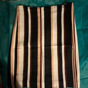 Ann Taylor Black and Tan Striped Pencil Skirt